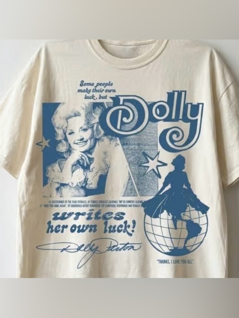 Dolly Parton Some People Make Their Own Luck Writes Her Own Luck Graphic T-Shirt - Picture 2 of 3